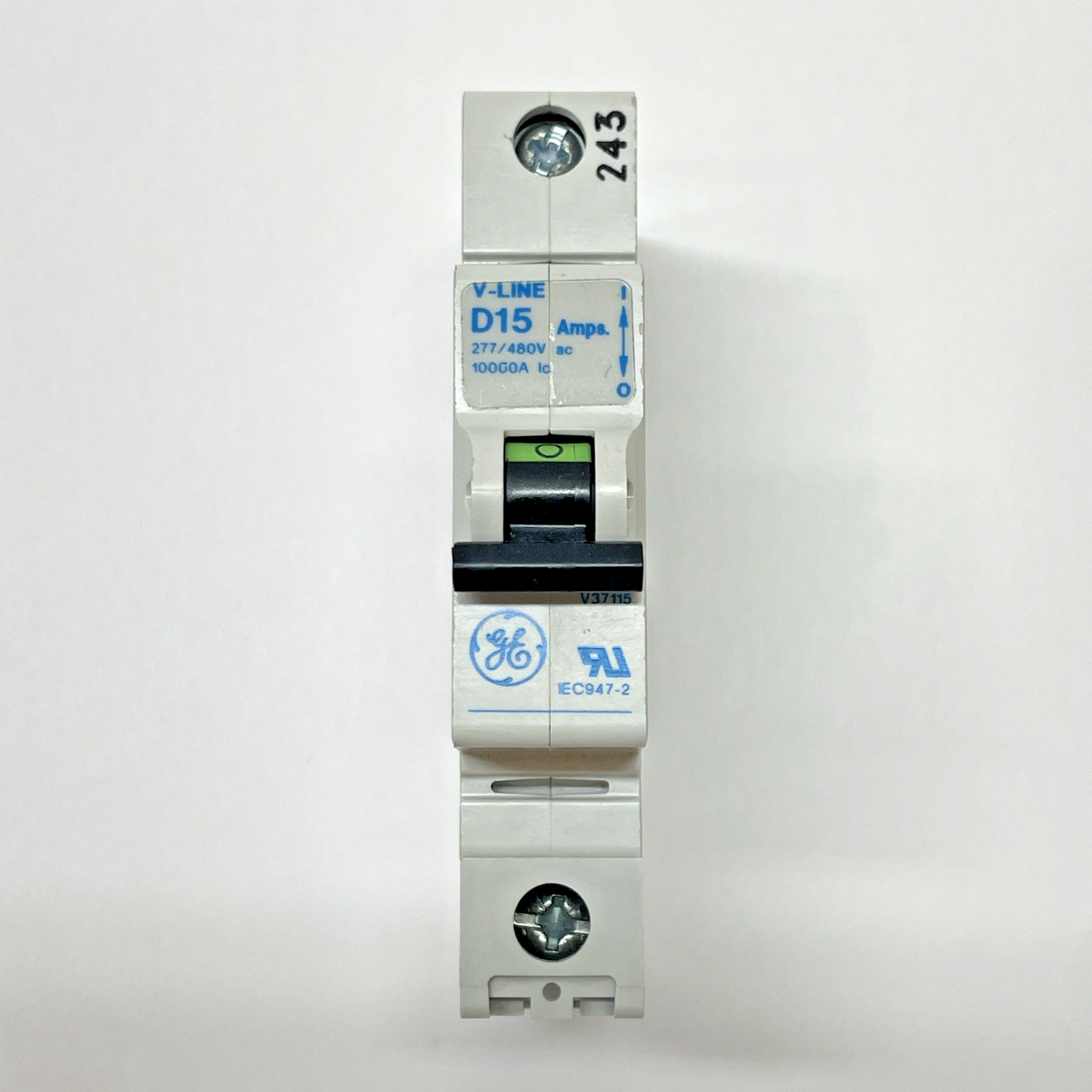 GE V-LINE V37115 15A 1-Pole DIN-Rail Circuit Breaker D15 277/480V (NEW)