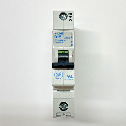 GE V-LINE V37115 15A 1-Pole DIN-Rail Circuit Breaker D15 277/480V (NEW)