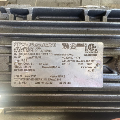SEW-EURODRIVE KA67B DRN100L4/EV8C AC Motor w/ External HTL Encoder