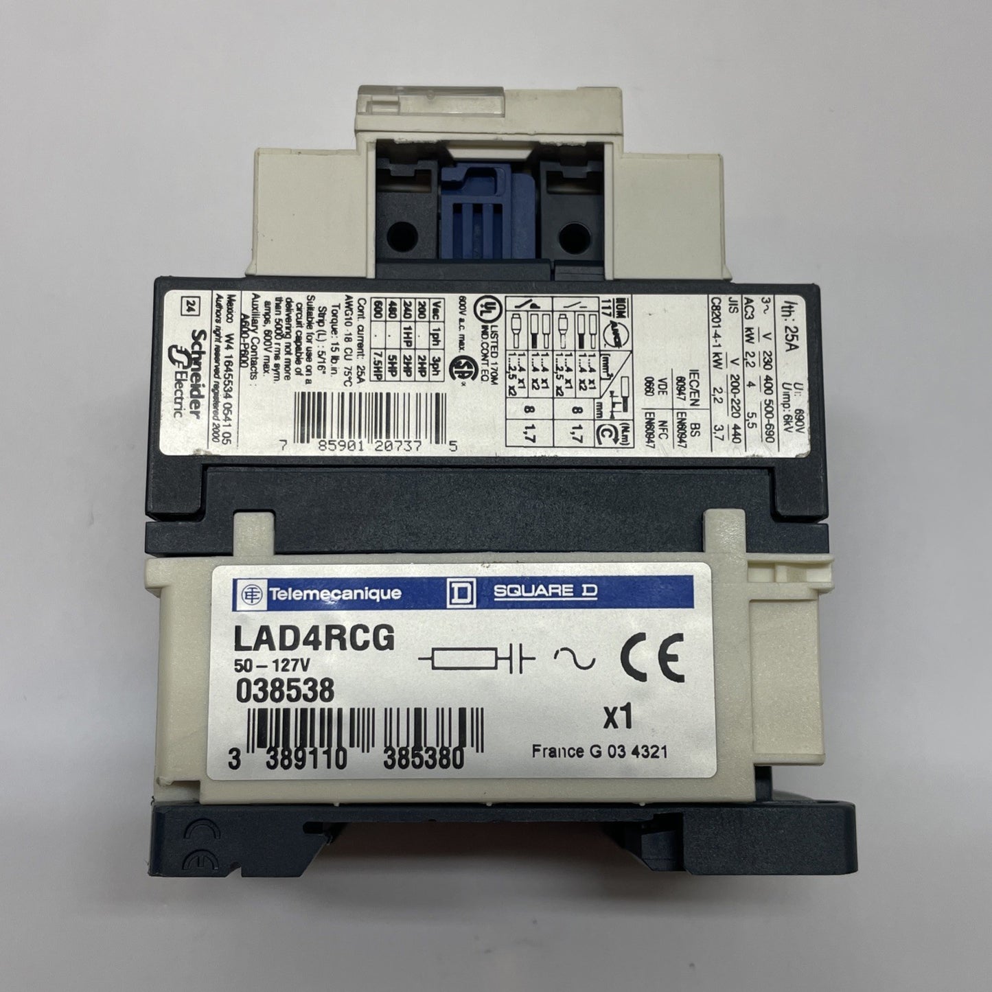 TELEMECANIQUE SQUARE D LC1D09 CONTACTOR w/LAD4RCG SUPPRESSOR MODULE