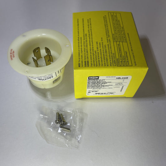 Hubbell HBL2435 Twist Locking Male Flanged Inlet 20A 3-Phase 480V 3P 4W L16-20P