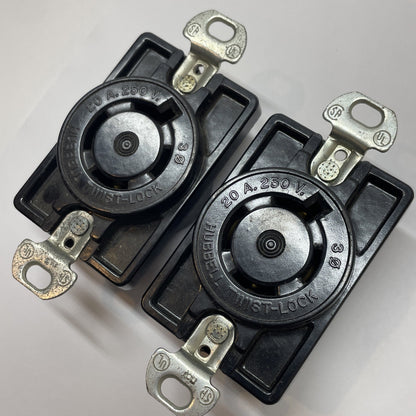 (LOT OF 2) HUBBELL 2430A TWIST-LOCK RECEPTACLE 20A 480V 3 Pole 4 Wire