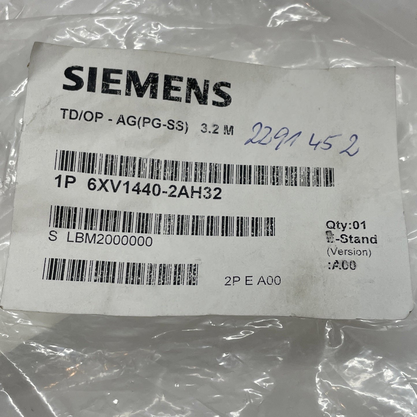 Siemens AG(PG-SS) TD/OP TTY - 10' Cable - 6XV1440-2AH32
