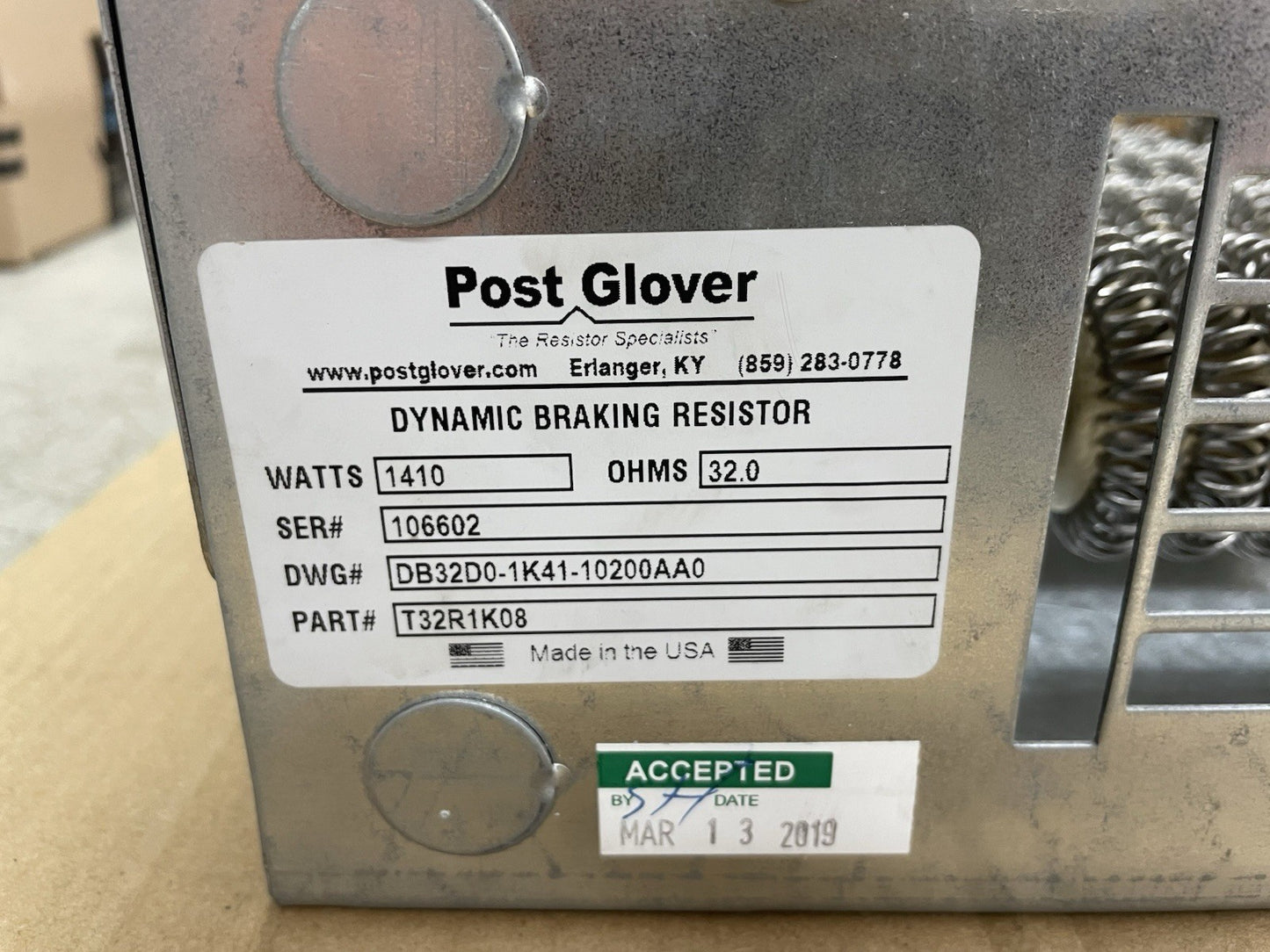 Post Glover T32R1K08 Dynamic Braking Resistor 32Ω 1080W PowerFlex Compatible