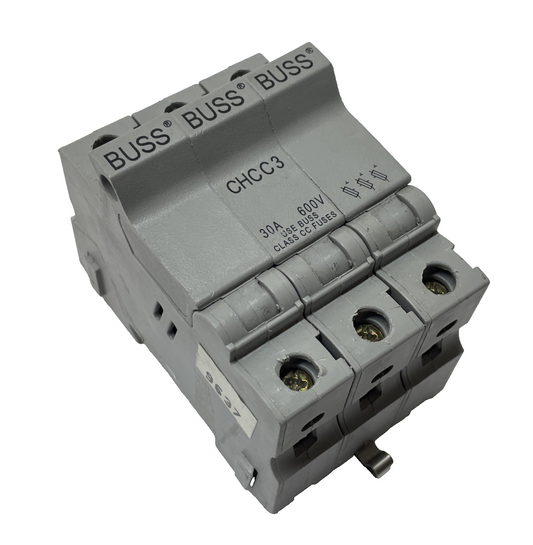 BUSS CHCC3 CIRCUIT BREAKER BUSSMANN 600V 30A WITH (3) LP-CC-5 FUSES