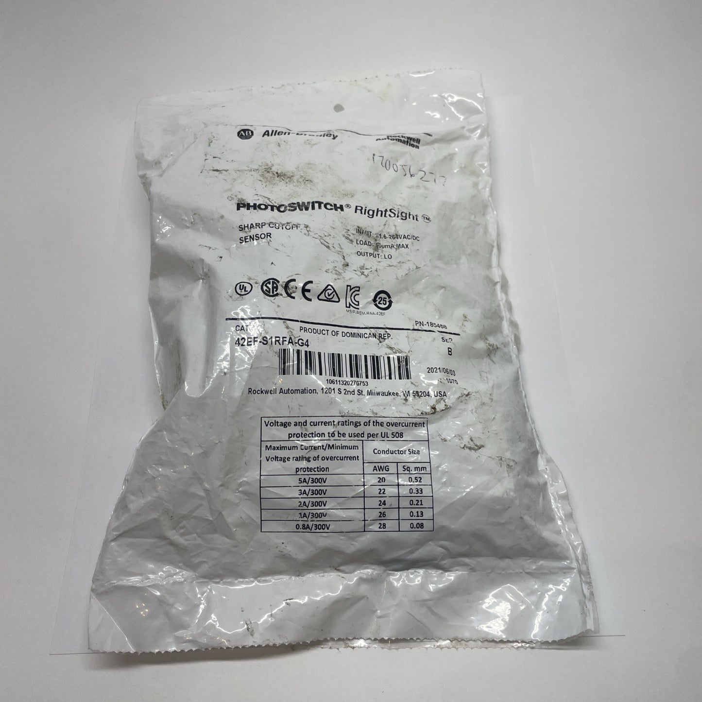 AB 42EF-S1RFA-G4 Photoelectric Sensor RightSight 21.6-264V AC/DC SER. A