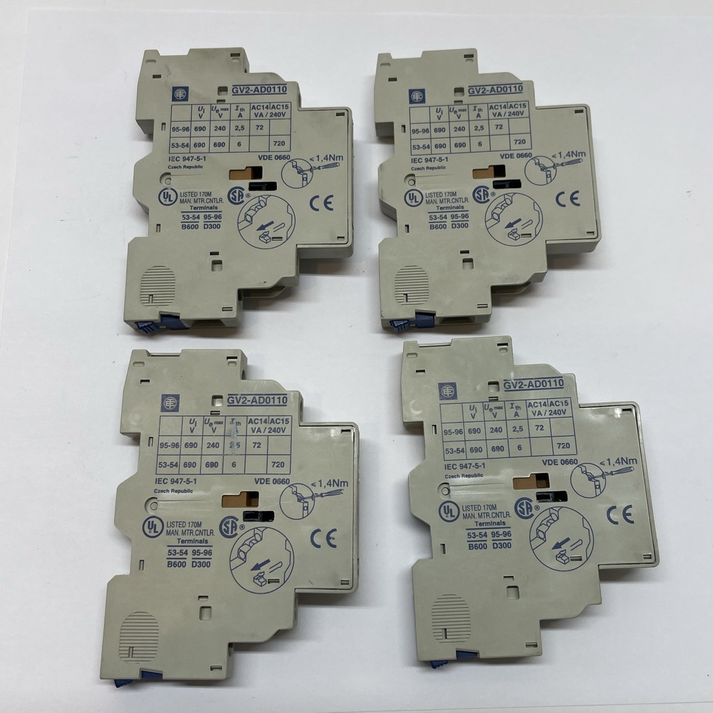 Telemecanique GV2-AD0110 Auxiliary Contact, Side Mount, N/C and N/O