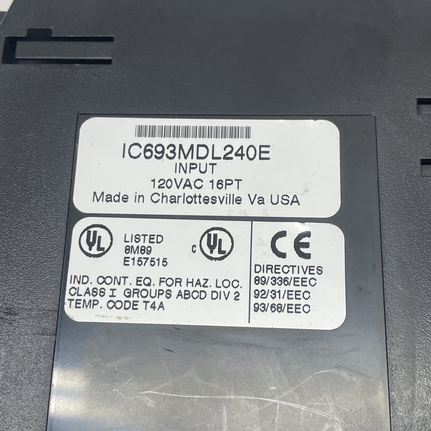 (LOT OF 2) GE Fanuc IC693MDL240E Input 120 VAC 16 Point Module