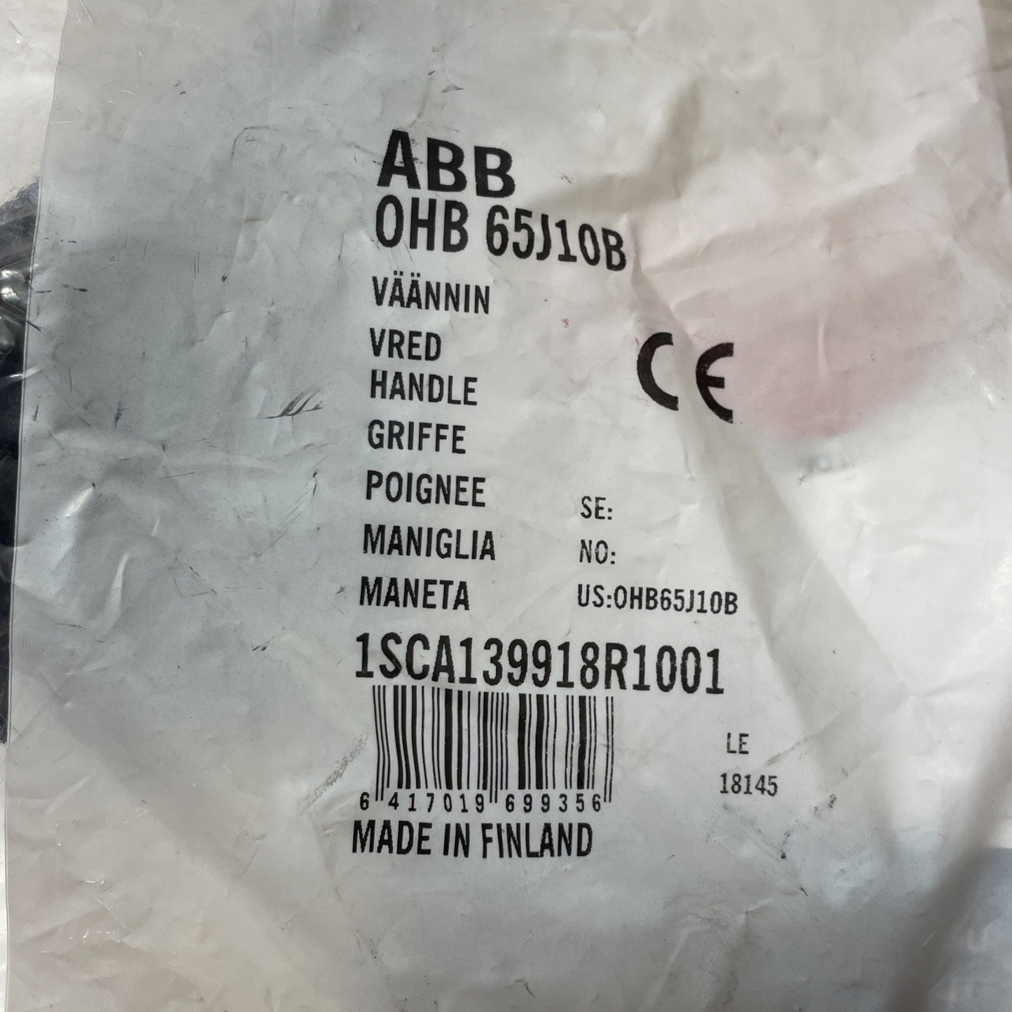 ABB OHB-65J5 Pistol Grip Handle Padlockable Black ON/OFF OHB65J5 0HB65J5