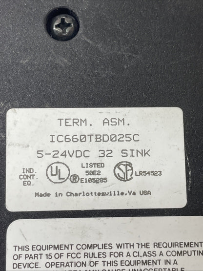 GE Fanuc IC660TBD025C Genius I/O Terminal Module 5-24 VDC 32 Sink