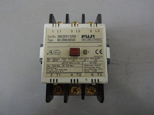 FUJI 2NC2F0#22SE / TYPE SC-2SN/SEUD / MAGNETIC CONTACTOR 3 POLE 600V STARTER 70A