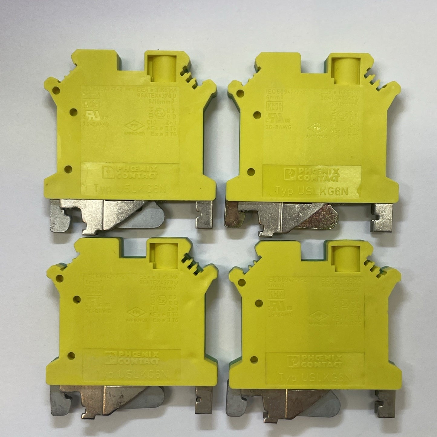 (LOT OF 4) PHOENIX USLKG6N Ground Terminal 2 Connections IEC60947-7-7