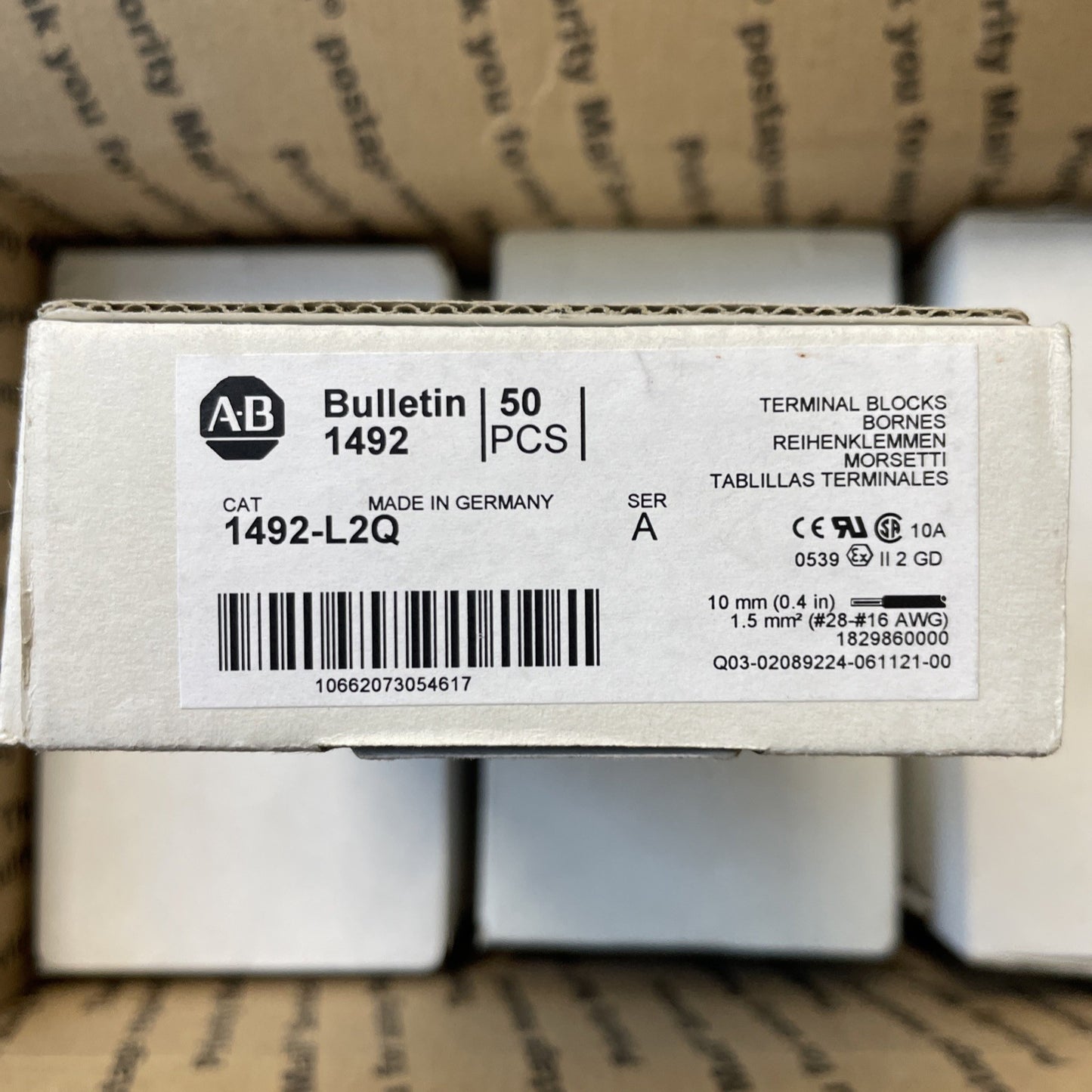 Allen-Bradley 1492-L2Q Gray Port Terminal Block 1.5mm 28-16 AWG Box of 50 (NEW)