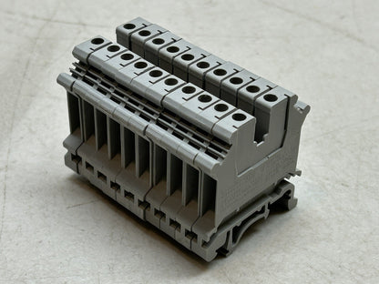 LOT OF 10 PHOENIX CONTACT UK5N DIN MOUNT SINGLE LEVELTERMINAL BLOCKS - GRAY/GREY