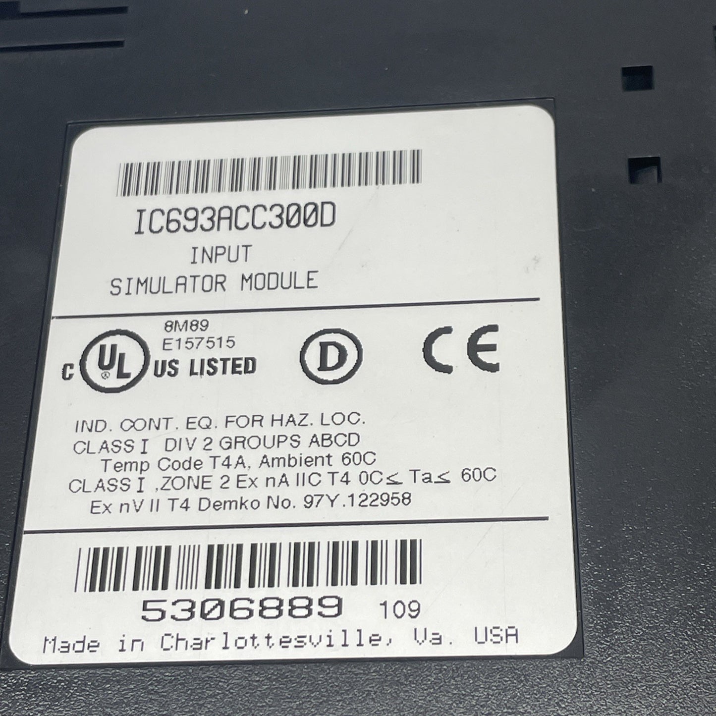 GE Fanuc IC693ACC300D Series 90-30 Input Simulator Module (16-point ACC300D)