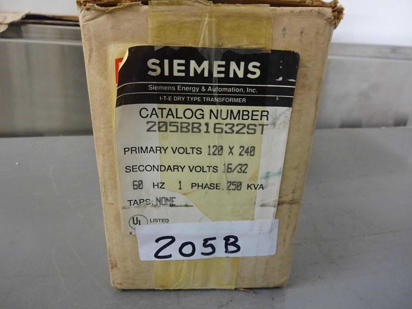 SIEMENS 205BB1632ST TRANSFORMER PRIM 120/240 SEC 16/32 60HZ 1 PH 0.250KVA / NEW