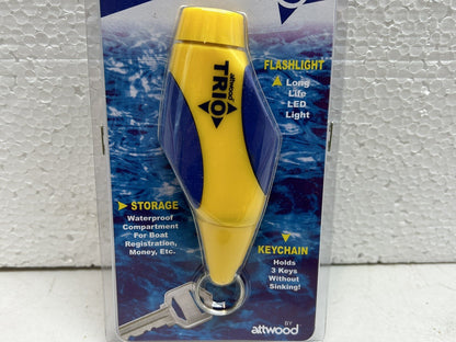 ATTWOOD TRIO FLOATING LED FLASHLIGHT / WATERPROOF STORAGE KEYCHAIN / NEW