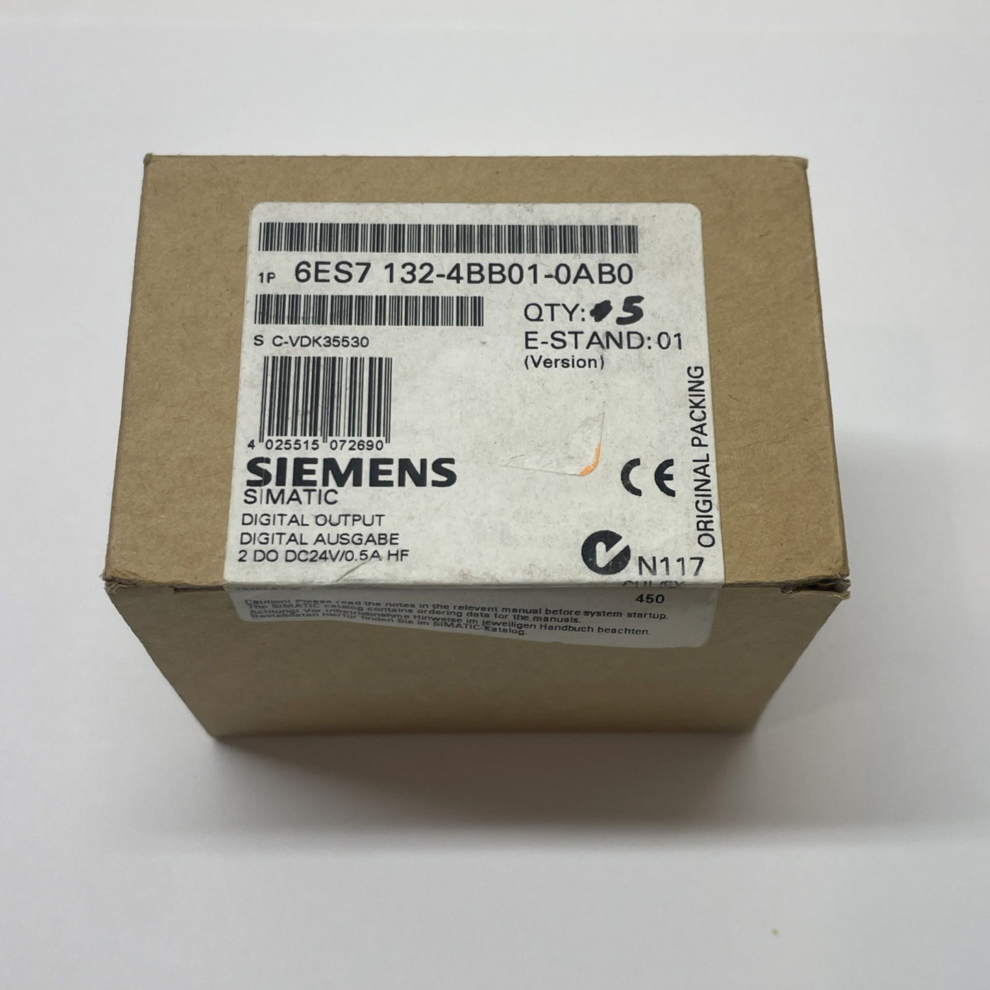 (LOT OF 5) Siemens 6ES7 132-4BB01-0AB0 ET200S  24V DC/0.5A digital output module