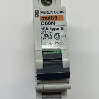 Merlin Gerin Multi9 C60N 15A 17406 Single-Pole Circuit Breaker