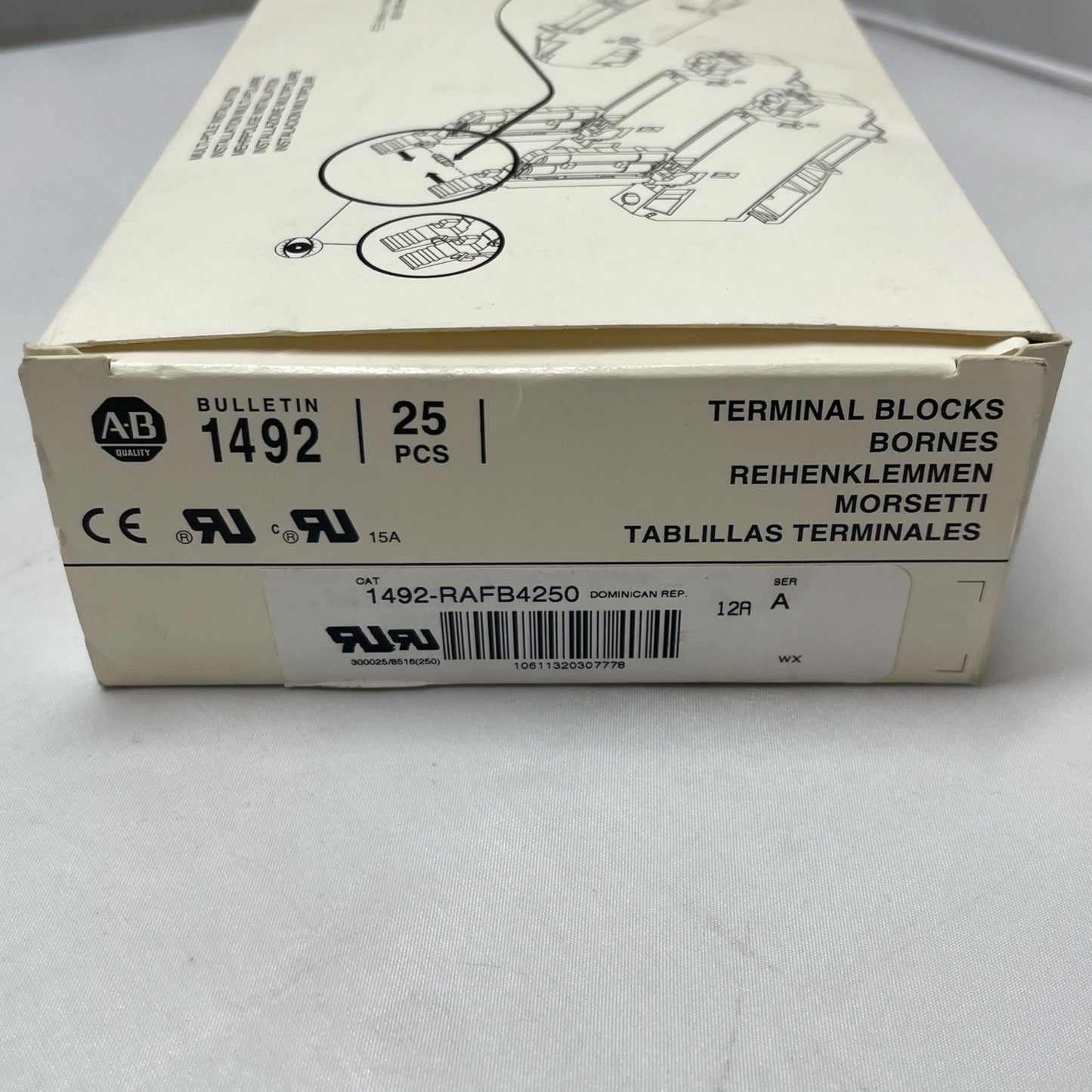 ALLEN-BRADLEY 1492-RAFB4250 FUSE PLUGS W/ Blown fuse indicator. New Box Of 25