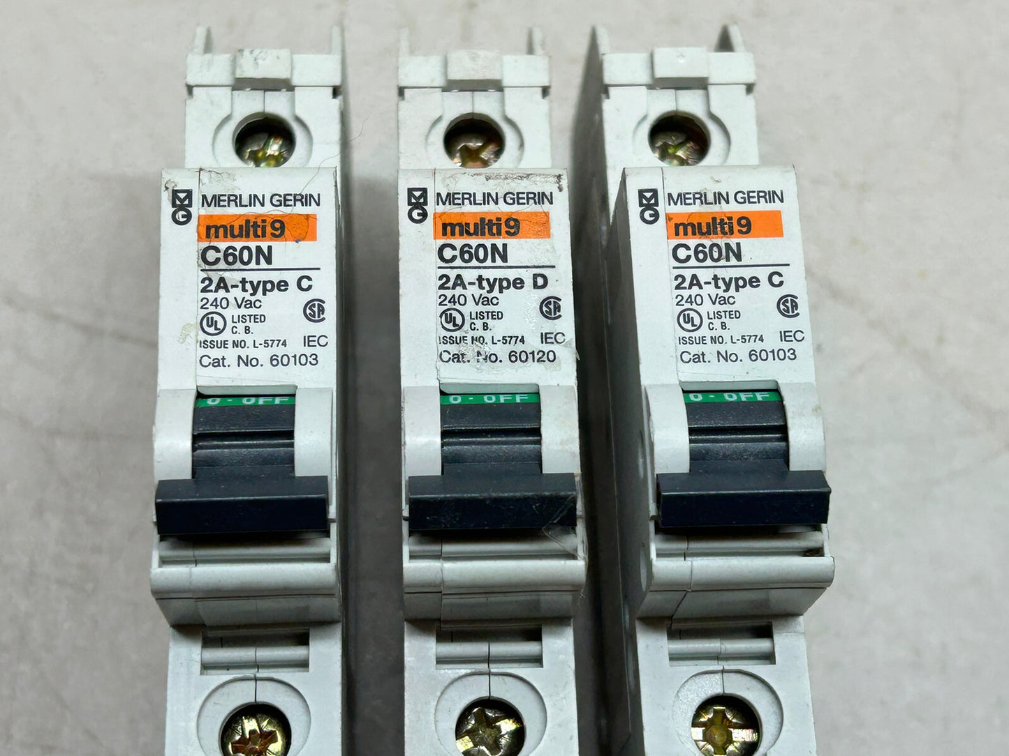 MERLIN GERIN 60103 2A MULTI9 1 POLE CIRCUIT BREAKER LOT OF 2 / + BONUS (1) 60120