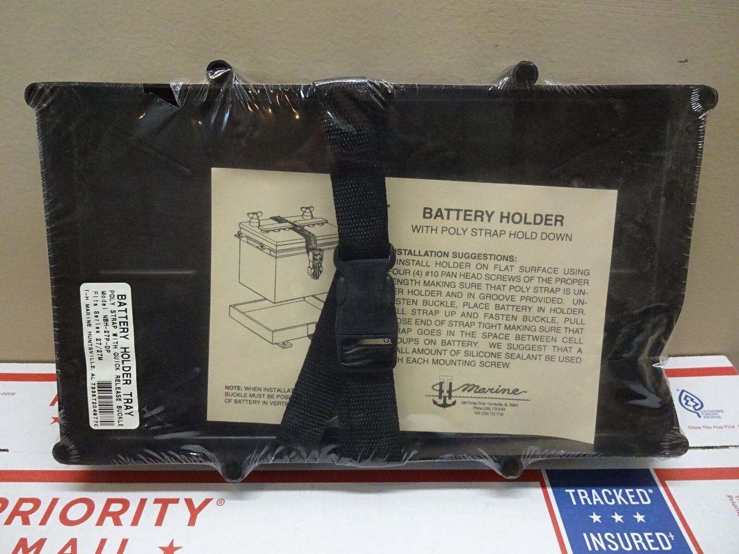 T-H MARINE NBH-27P-DP / BATTERY HOLDER TRAY POLY STRAP W/ QUICK RELEASE BUCKLE