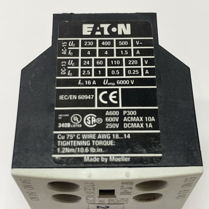 Eaton XTCEXFAC20 Auxiliary Contact 2-Pole 2NO Screw Terminals