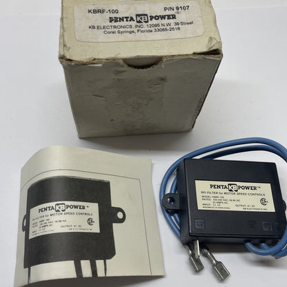 PENTA POWER KBRF-100 / 9107 KB ELECTRONICS RFI FILTER FOR SPEED CONTROL / NEW
