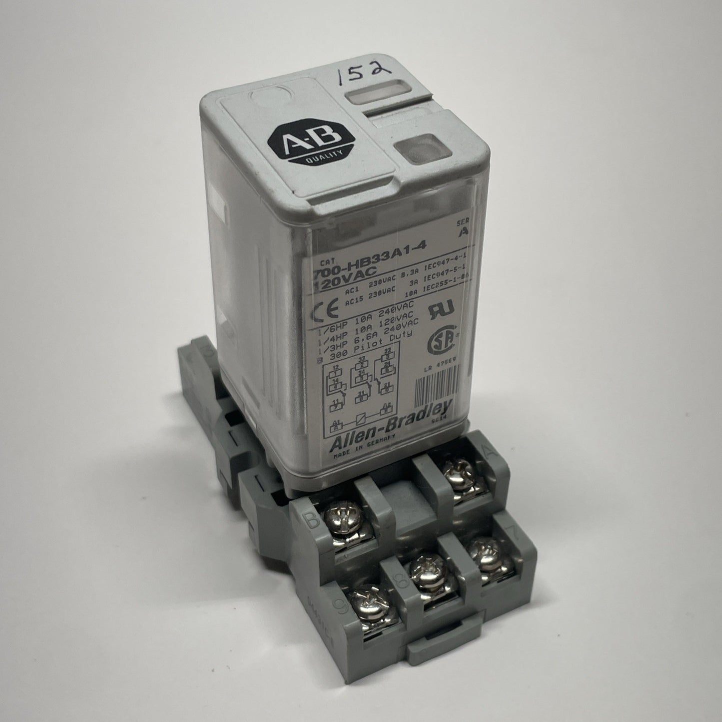 Allen-Bradley 700-HB33A1-4 Ser. A General Purpose Relay 120 V w/ P&B 27E893 Base