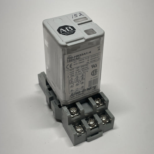 Allen-Bradley 700-HB33A1-4 Ser. A General Purpose Relay 120 V w/ P&B 27E893 Base