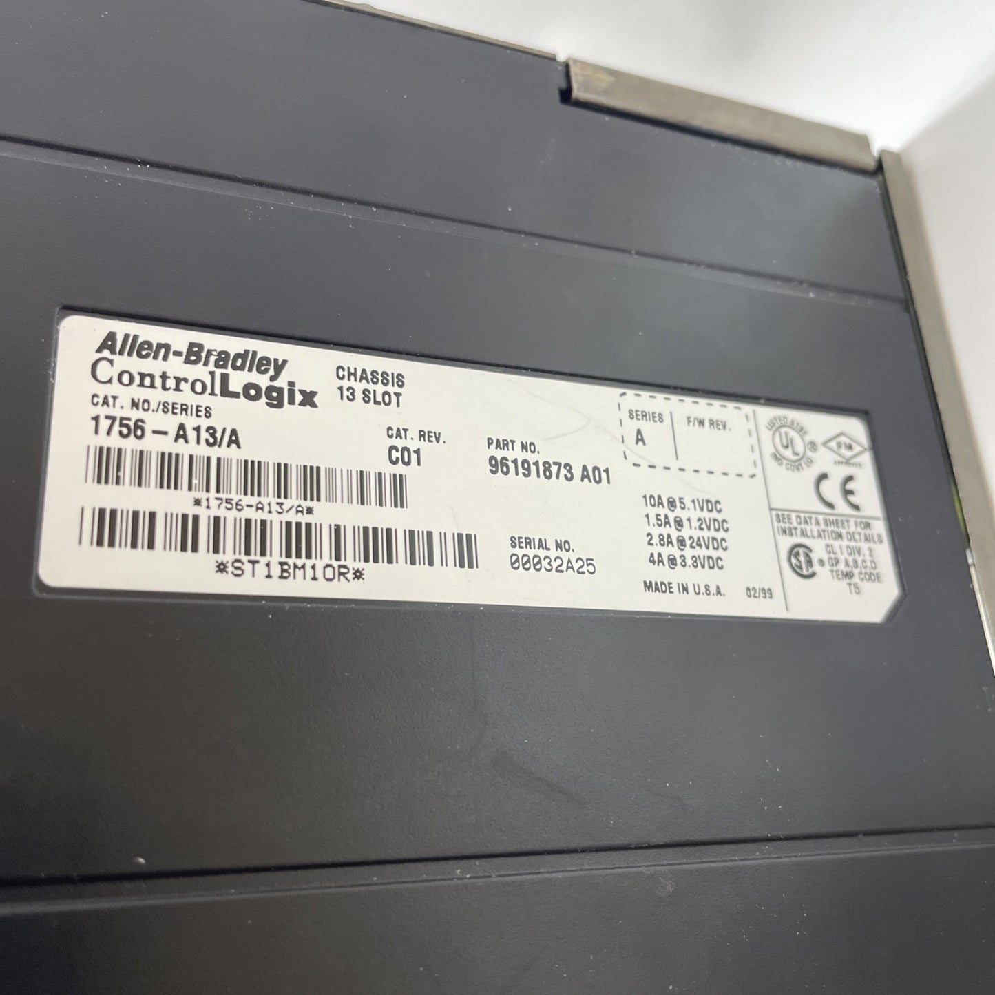 Allen-Bradley 1756-A13/A ControlLogix 13-Slot Chassis PLC Rack + 5 Slot Fillers