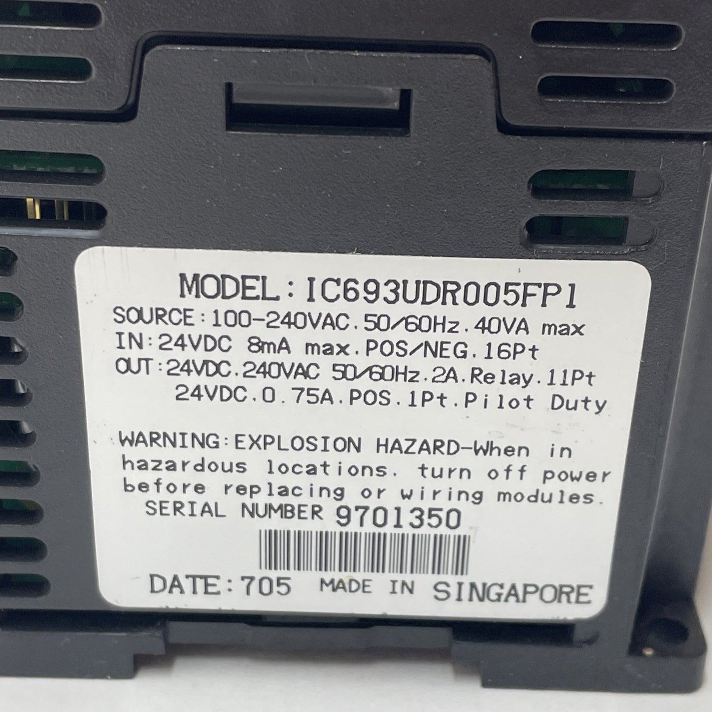 GE Fanuc IC693UDR005FP1 Series 90 Micro PLC, 16x Inputs, 12x Outputs  100-240VAC
