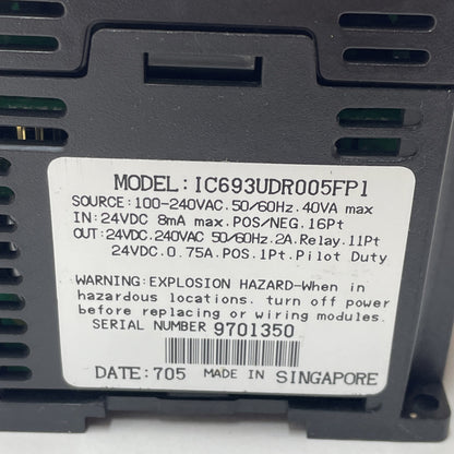 GE Fanuc IC693UDR005FP1 Series 90 Micro PLC, 16x Inputs, 12x Outputs  100-240VAC