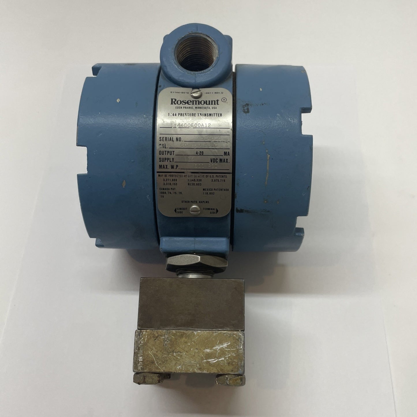 Rosemount 1144G0600A12 Pressure Transmitter 0-600 PSI 4-20 mA