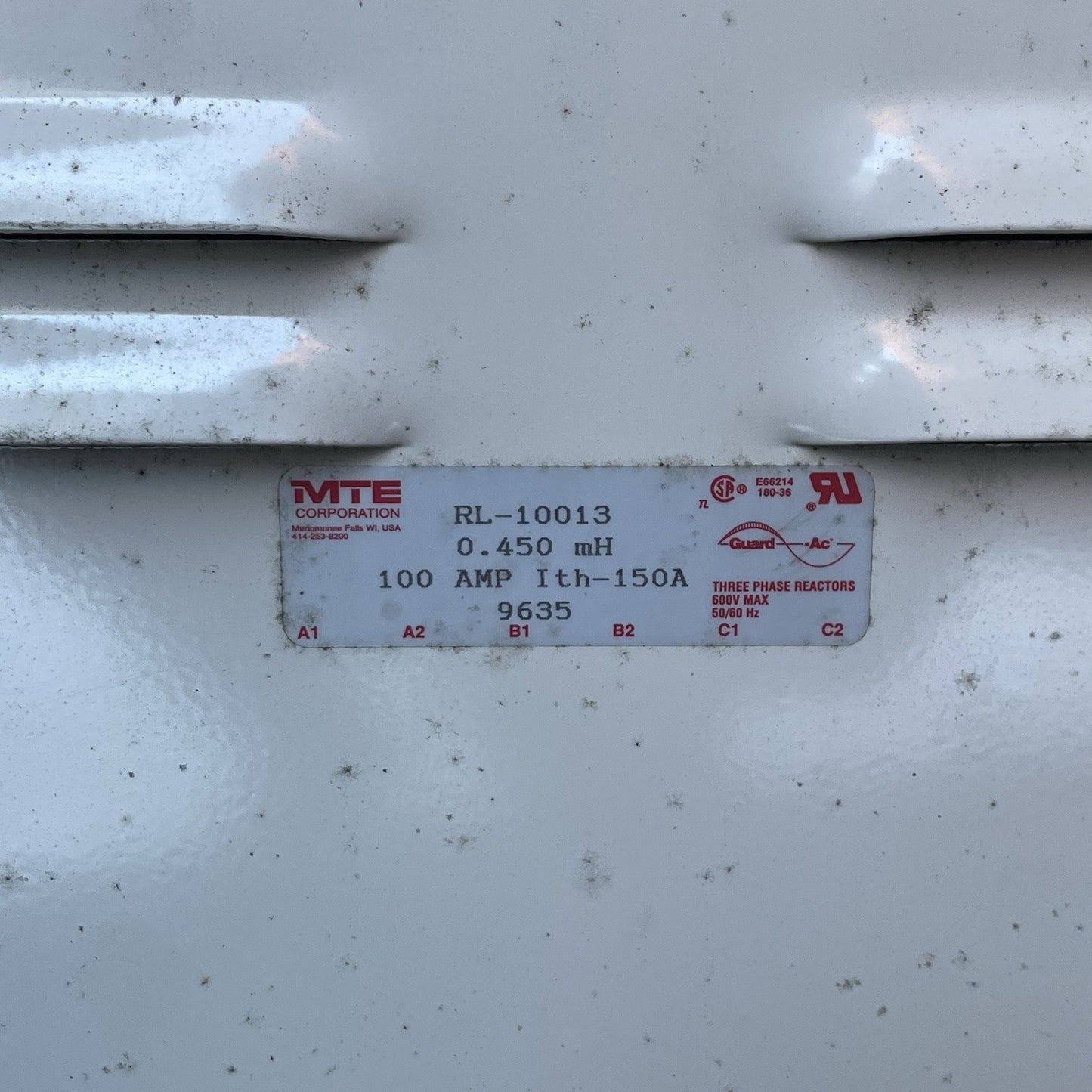 MTE RL-10013 Line Reactor 100A 0.45mH 3 Phase 480/600V NEMA 1 Enclosure RL-10003