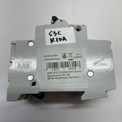 ABB S203 K10A CIRCUIT BREAKER 3-Pole 10A 2CDS253001R0427