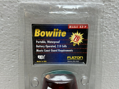 FULTON 43-P / BOWLITE / PORTABLE WATERPROOF BATTERY OPERATED BOAT LIGHT / NEW
