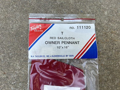 TAYLOR MADE 111120 T OWNER PENNANT 10" X 16" RED SAILCLOTH MARINE FLAG / NEW