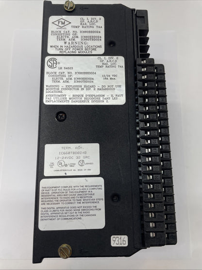 GE Fanuc IC660BBD024 GENUIS I/O Block 32-Circuit 12-24 VDC (EBD024K + TBD024B)