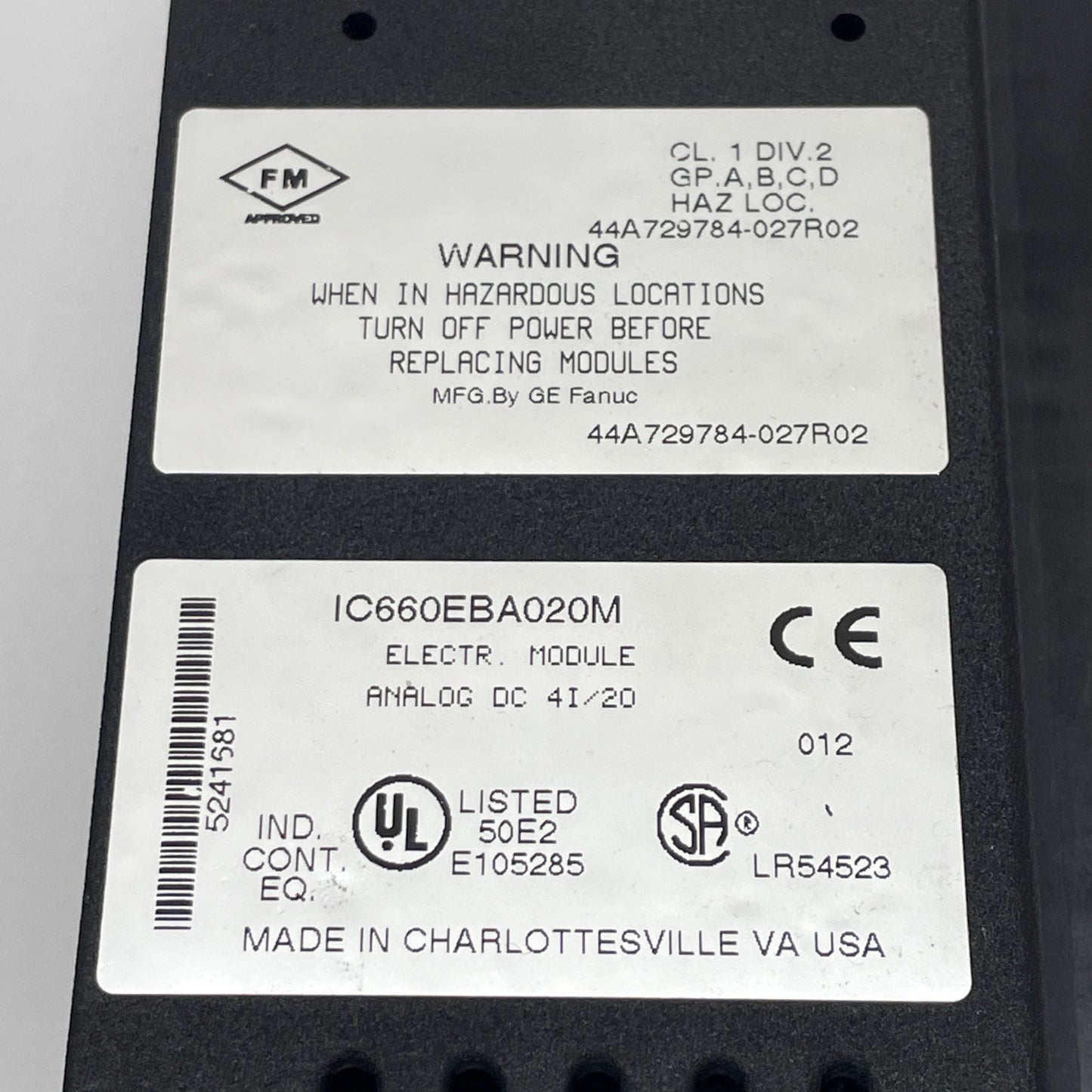 GE Fanuc IC660BBA020 Genius Analog In/Out Module