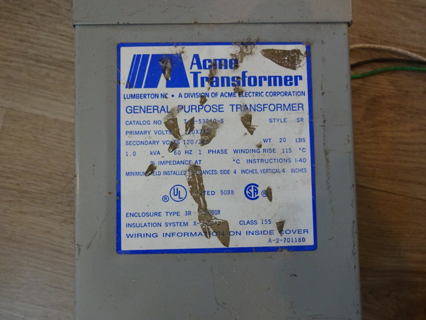 ACME T-3-53040-S / 1 KVA / 120/240 X 120/240 / VOLT NEMA 3R TRANSFORMER