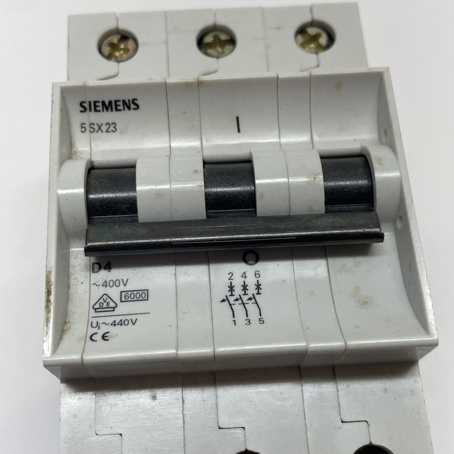 Siemens 5SX23 D4 4A 3-Pole MCB 480V DIN Breaker