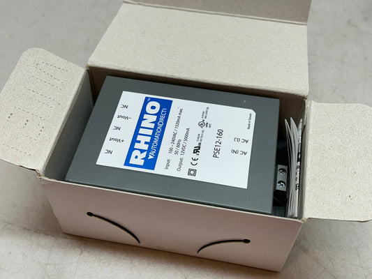 RHINO PSE12-160 Switching Power Supply 12 VDC 5A 60W 120/240VAC Encapsulated