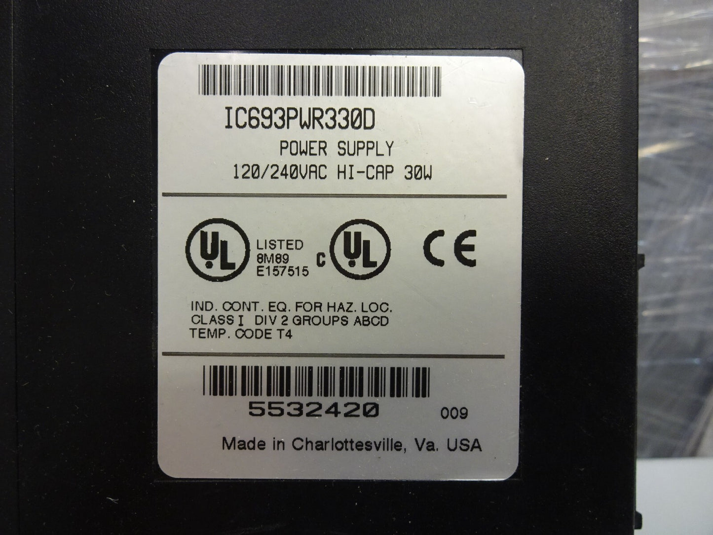 GE Fanuc IC693PWR330D High Capacity Power Supply Module 120/240 VAC 30W