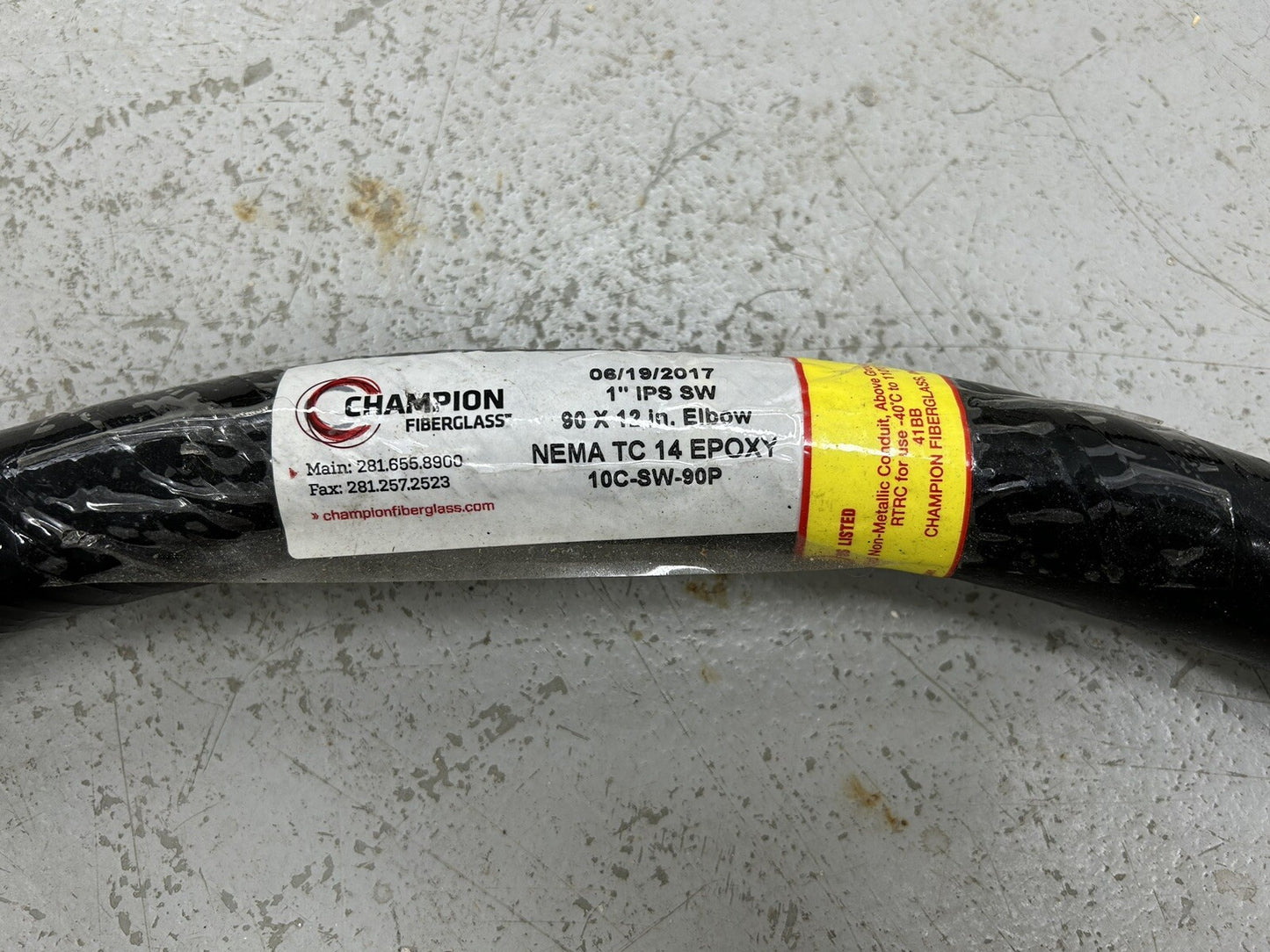 CHAMPION 10C-SW-90P / 1" 90° ABOVE GROUND FIBERGLASS CONDUIT ELBOW 12" RADIUS