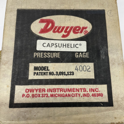NEW Dwyer 4002 Capsuhelic Differential Pressure Gage – 0-2" W.C.