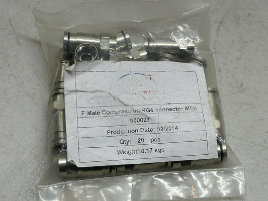 COMPRESSION RG6 CONNECTOR MINI 900027 / F MALE / LOT OF 20 NEW