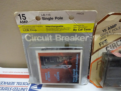 CAL TERM LB-115 / FPW-115 / SD-250 QO-250 CIRCUIT BREAKERS / NEW MIXED LOT OF 3