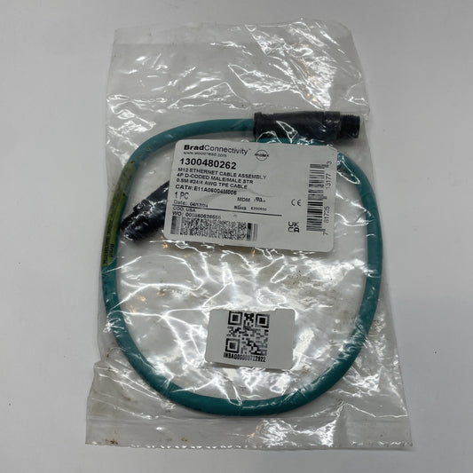 BRAD CONN. E11A06004M005 M12 ETHERNET CABLE ASSEMBLY 4P D-CODED M/M 1300480262
