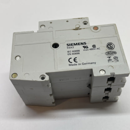 Siemens 5SX23 D4 4A 3-Pole MCB 480V DIN Breaker